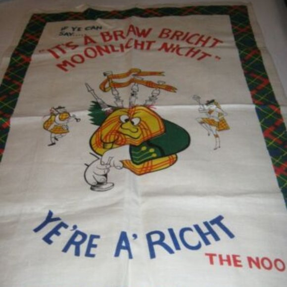 If Ye Can Say "It's A Braw Bricht Moonlicht Nicht" The NOO Linen Tea Towel - Picture 1 of 1